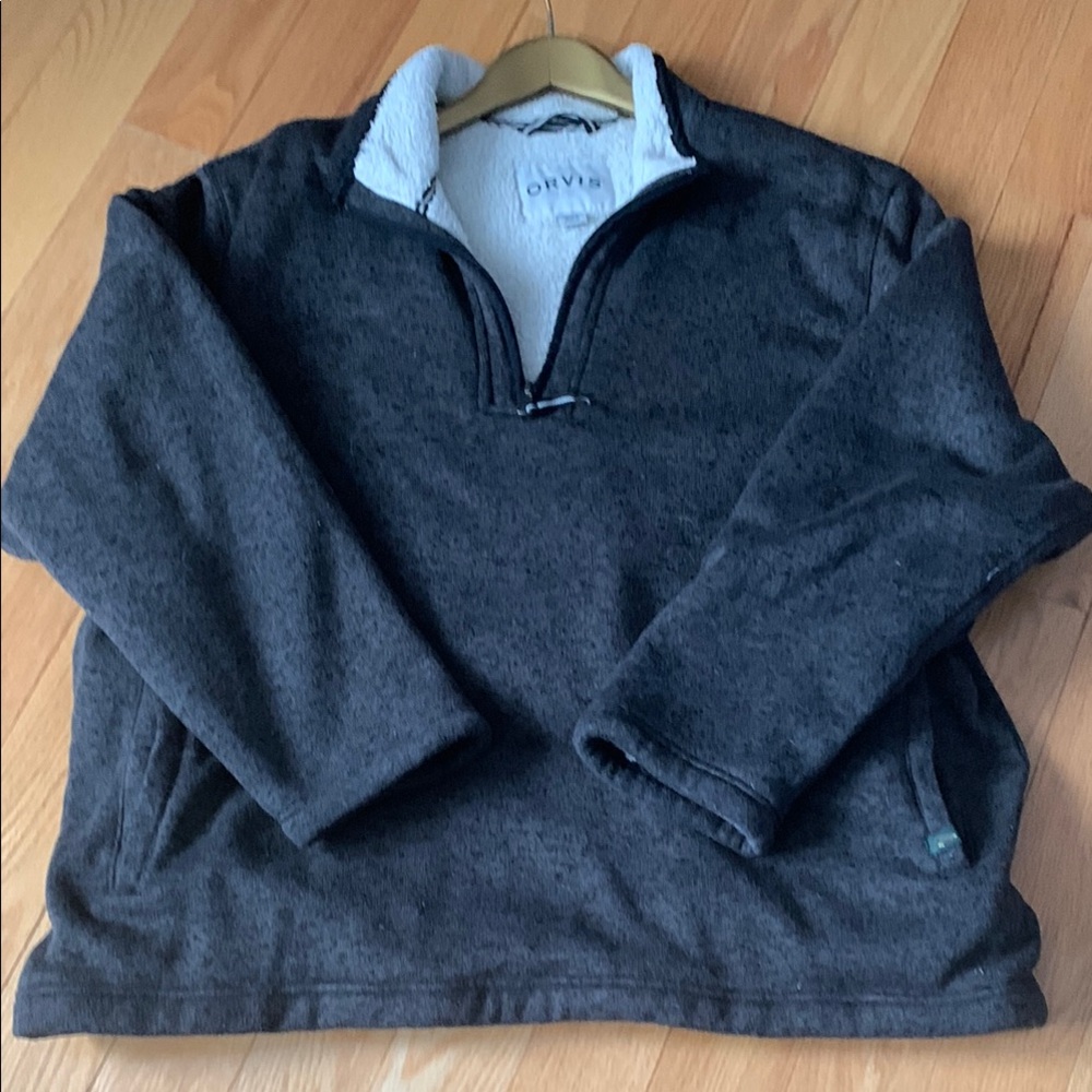 Men’s Orvis Black Zip Up Fleece with Relaxed Fit, fleece lined